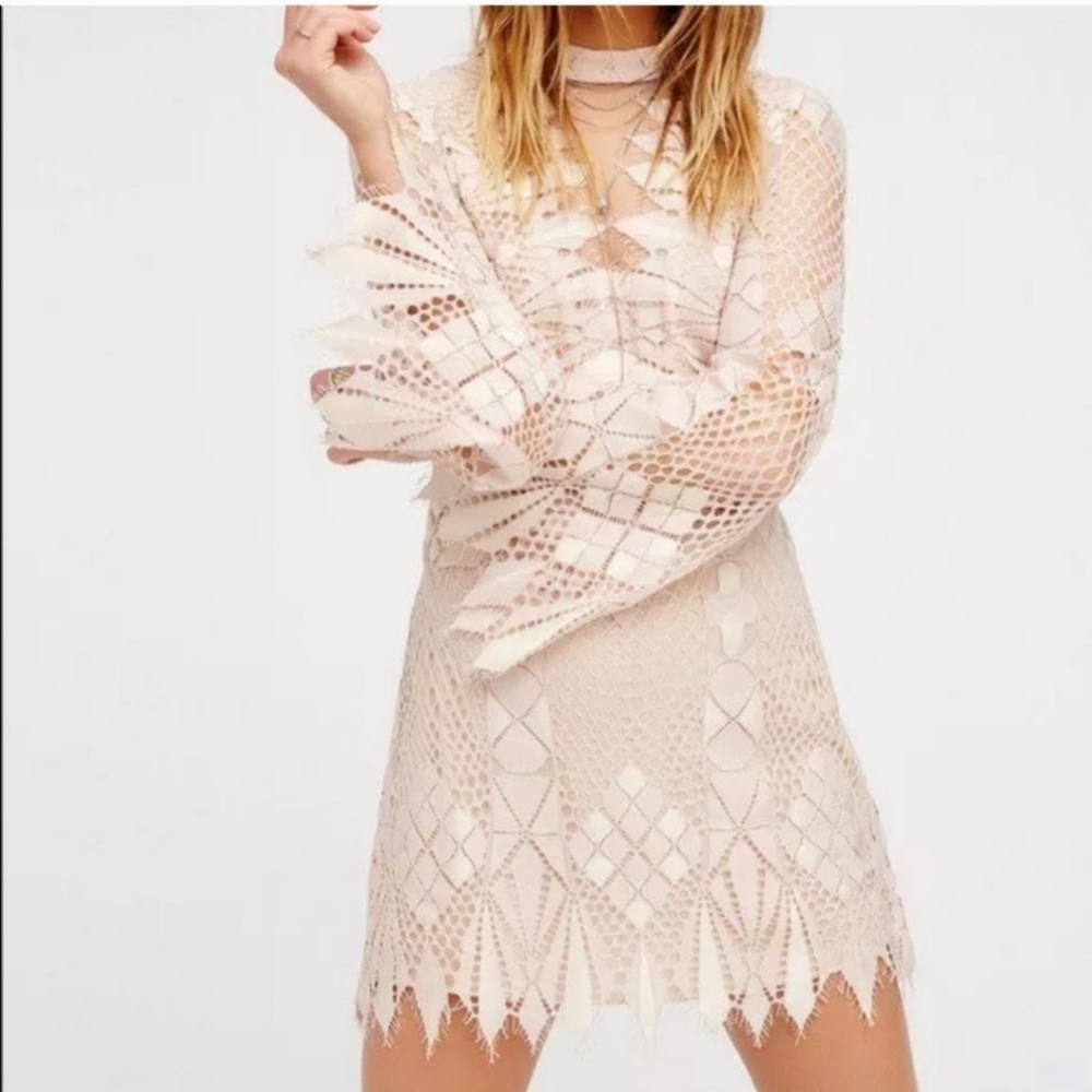 Free People Deco Lace Mini Dress Size 4